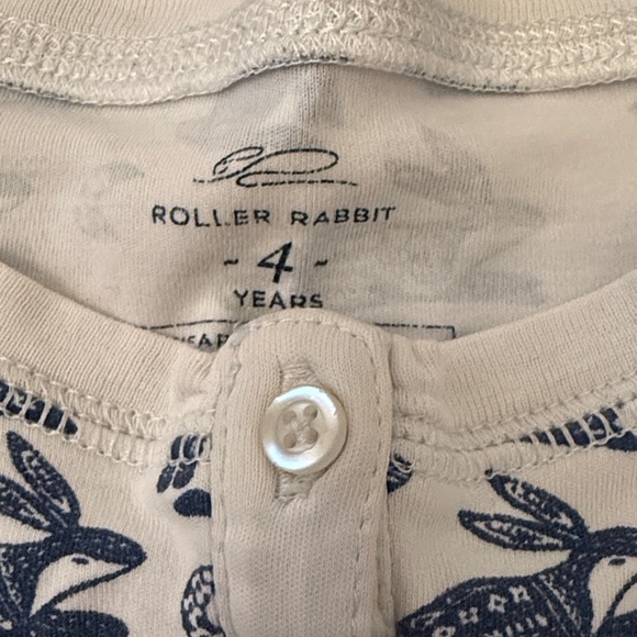 Roberta Roller Rabbit White and Blue Bunny Pajama Set - Picture 2 of 5